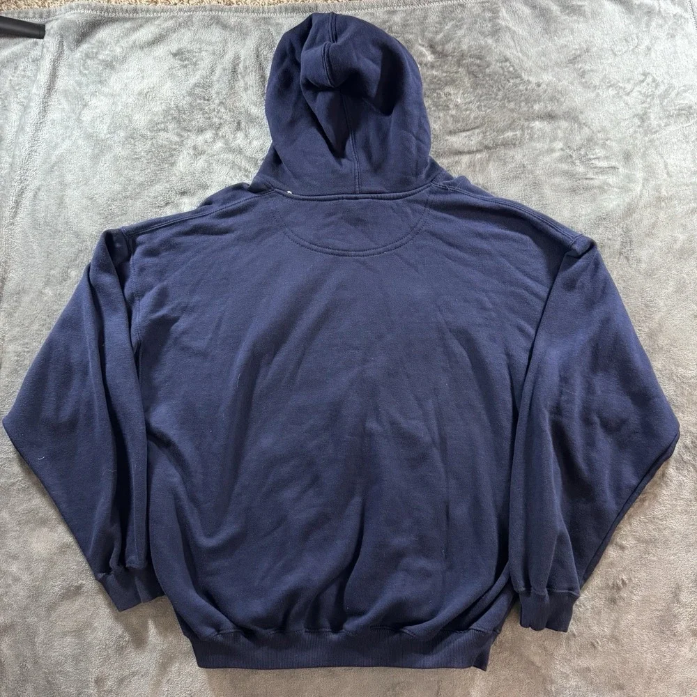 Vintage Y2K Graphic Hoodie Mens L Blue How Many Licks Tootsie Pop Owl Commercial